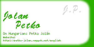jolan petko business card